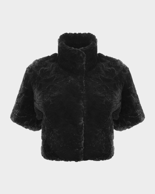 Rose Printed Select Lamb Shearling Bolero Jacket